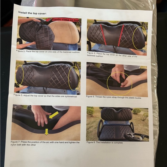 Golf Cart Seat Cover by Nokins (2pc) cushion & backrest easy to clean & install - Picture 5 of 5